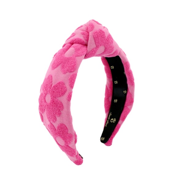 131. The Hot Pink Flower Terry Headband High Knot - Picture 3 of 4
